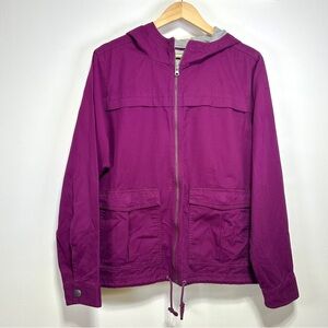 Columbia Purple Hooded Canvas Utility Jacket | Size L | 100% Cotton
